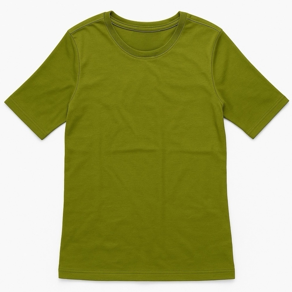 Moss Green Quarter Sleeve Stretch Top